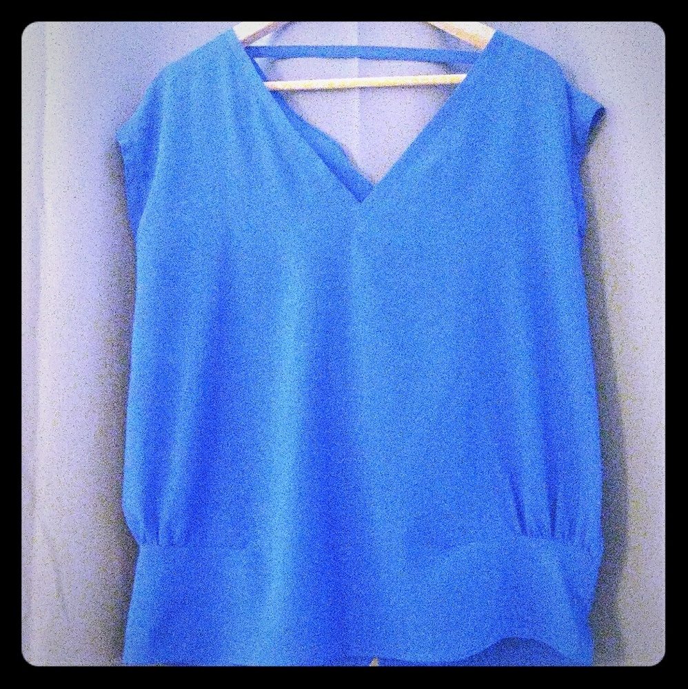 Blue short sleeve blouse